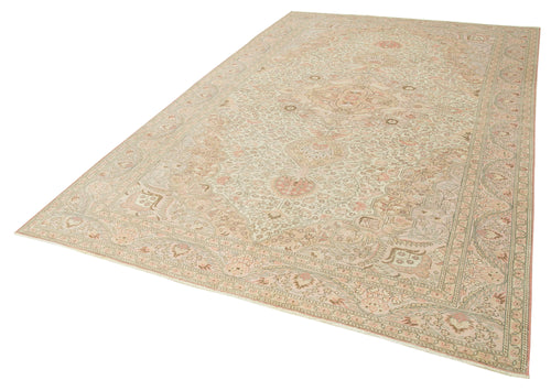 Kayseri Vintage Bej Eskitme Pamuk Yün El Dokuma Halısı 200x318 Agacan