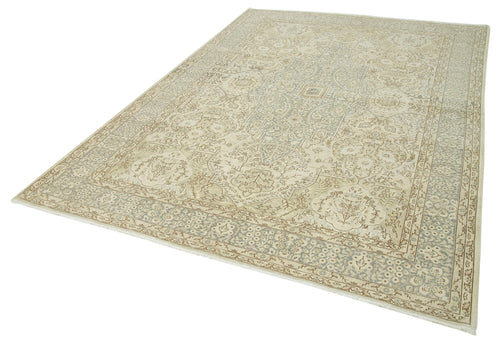 Kayseri Vintage Bej Eskitme Pamuk Yün El Dokuma Halısı 210x312 Agacan