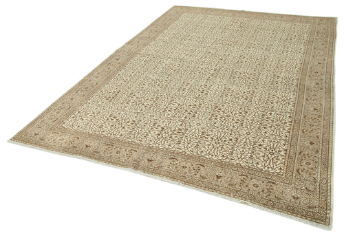 Kayseri Vintage Bej Eskitme Pamuk Yün El Dokuma Halısı 197x283 Agacan