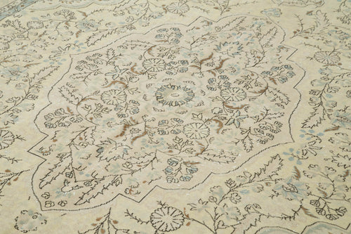 Kayseri Vintage Bej Eskitme Pamuk Yün El Dokuma Halısı 217x304 Agacan