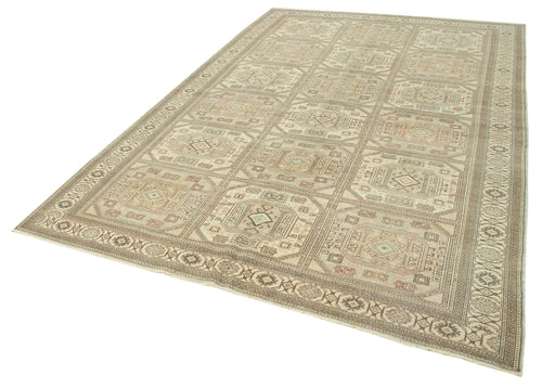 Kayseri Vintage Bej Eskitme Pamuk Yün El Dokuma Halısı 201x306 Agacan