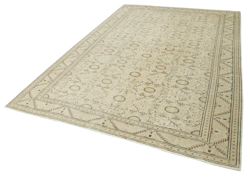 Kayseri Vintage Bej Eskitme Pamuk Yün El Dokuma Halısı 198x294 Agacan