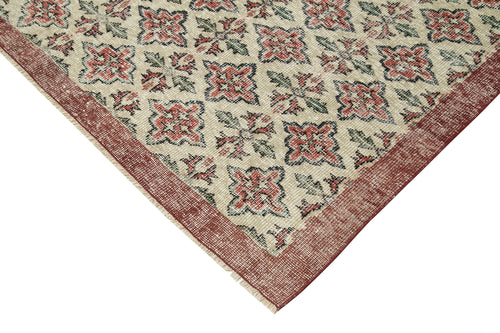 Kayseri Vintage Bej Eskitme Pamuk Yün El Dokuma Halısı 186x275 Agacan