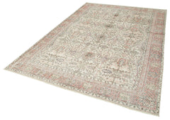 Kayseri Vintage Bej Eskitme Pamuk Yün El Dokuma Halısı 190x288 Agacan