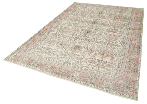 Kayseri Vintage Bej Eskitme Pamuk Yün El Dokuma Halısı 190x288 Agacan