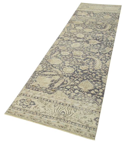 Kayseri Vintage Bej Eskitme Pamuk Yün El Dokuma Halısı 80x330 Agacan