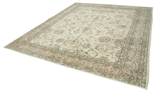 Kayseri Vintage Bej Eskitme Pamuk Yün El Dokuma Halısı 278x327 Agacan