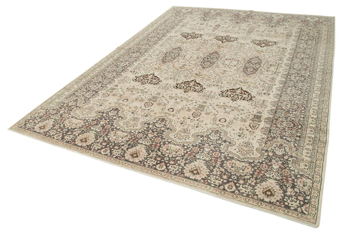 Kayseri Vintage Bej Eskitme Pamuk Yün El Dokuma Halısı 243x356 Agacan