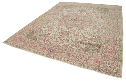 Kayseri Vintage Bej Eskitme Pamuk Yün El Dokuma Halısı 255x327 Agacan