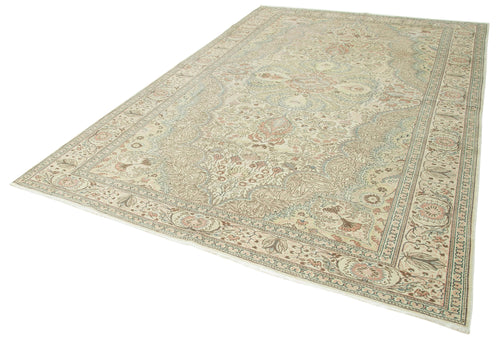 Kayseri Vintage Bej Eskitme Pamuk Yün El Dokuma Halısı 222x337 Agacan