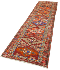 Vintage Herki Kırmızı Eskitme Pamuk Yün El Dokuma Halısı 85x345 Agacan