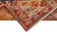 Vintage Herki Kırmızı Eskitme Pamuk Yün El Dokuma Halısı 85x345 Agacan