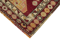 Vintage Herki Kırmızı Eskitme Pamuk Yün El Dokuma Halısı 89x384 Agacan