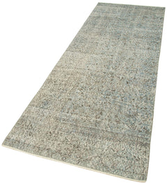 Overdyed Vintage Mavi Eskitme Pamuk Yün El Dokuma Halısı 91x288 Agacan