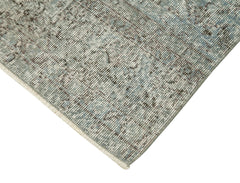 Overdyed Vintage Mavi Eskitme Pamuk Yün El Dokuma Halısı 91x288 Agacan