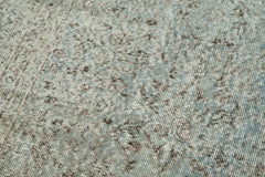 Overdyed Vintage Mavi Eskitme Pamuk Yün El Dokuma Halısı 91x288 Agacan