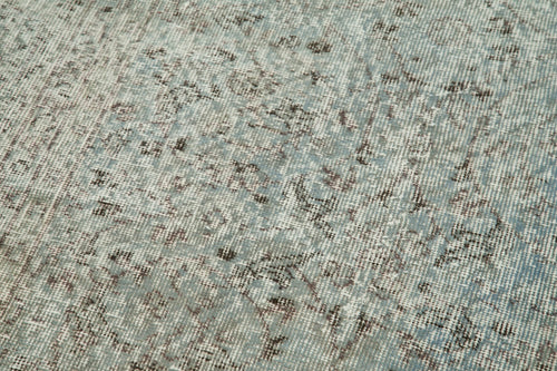 Overdyed Vintage Mavi Eskitme Pamuk Yün El Dokuma Halısı 91x288 Agacan
