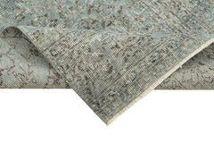 Overdyed Vintage Mavi Eskitme Pamuk Yün El Dokuma Halısı 91x288 Agacan