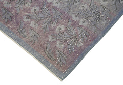 Overdyed Vintage Mavi Eskitme Pamuk Yün El Dokuma Halısı 98x339 Agacan