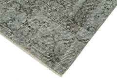 Overdyed Vintage Mavi Eskitme Pamuk Yün El Dokuma Halısı 80x322 Agacan