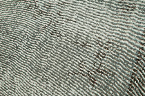 Overdyed Vintage Mavi Eskitme Pamuk Yün El Dokuma Halısı 80x322 Agacan