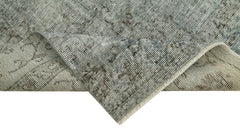 Overdyed Vintage Mavi Eskitme Pamuk Yün El Dokuma Halısı 80x322 Agacan