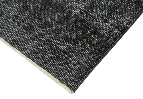 Overdyed Vintage Siyah Eskitme Pamuk Yün El Dokuma Halısı 80x298 Agacan