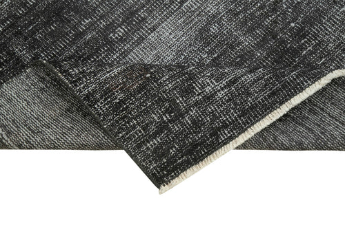 Overdyed Vintage Siyah Eskitme Pamuk Yün El Dokuma Halısı 80x298 Agacan