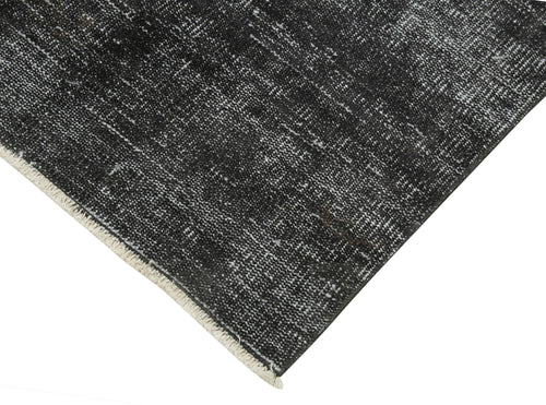 Overdyed Vintage Siyah Eskitme Pamuk Yün El Dokuma Halısı 81x295 Agacan