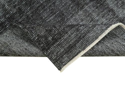 Overdyed Vintage Siyah Eskitme Pamuk Yün El Dokuma Halısı 81x295 Agacan