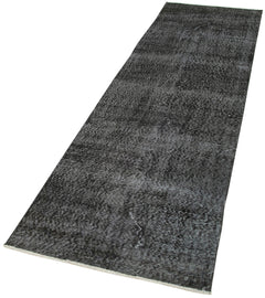 Overdyed Vintage Siyah Eskitme Pamuk Yün El Dokuma Halısı 80x287 Agacan