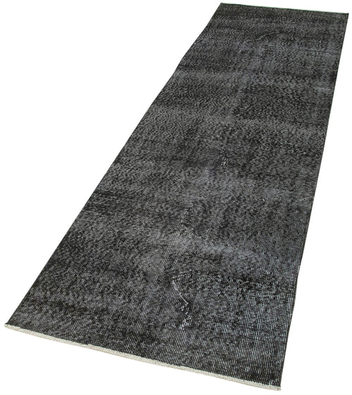Overdyed Vintage Siyah Eskitme Pamuk Yün El Dokuma Halısı 80x287 Agacan