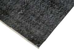 Overdyed Vintage Siyah Eskitme Pamuk Yün El Dokuma Halısı 80x287 Agacan