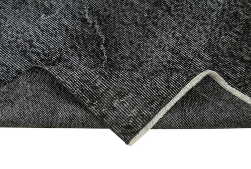 Overdyed Vintage Siyah Eskitme Pamuk Yün El Dokuma Halısı 80x287 Agacan