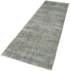 Overdyed Vintage Mavi Eskitme Pamuk Yün El Dokuma Halısı 91x312 Agacan