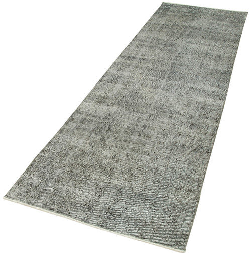 Overdyed Vintage Mavi Eskitme Pamuk Yün El Dokuma Halısı 91x312 Agacan