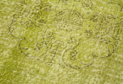 Overdyed Vintage Yeşil Eskitme Pamuk Yün El Dokuma Halısı 80x304 Agacan