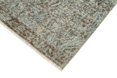 Overdyed Vintage Mavi Eskitme Pamuk Yün El Dokuma Halısı 86x311 Agacan