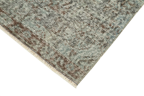 Overdyed Vintage Mavi Eskitme Pamuk Yün El Dokuma Halısı 86x311 Agacan