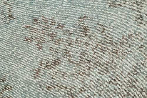 Overdyed Vintage Mavi Eskitme Pamuk Yün El Dokuma Halısı 86x311 Agacan