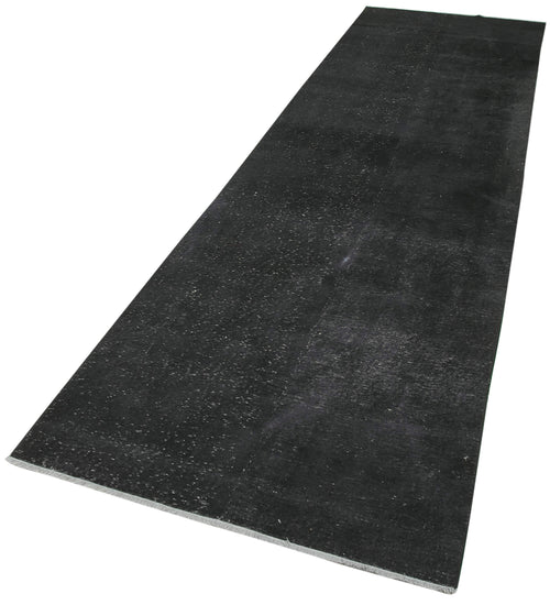 Overdyed Vintage Siyah Eskitme Pamuk Yün El Dokuma Halısı 101x382 Agacan