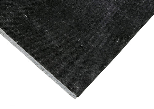 Overdyed Vintage Siyah Eskitme Pamuk Yün El Dokuma Halısı 101x382 Agacan