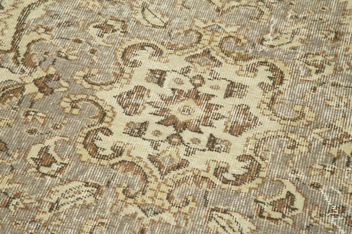 Overdyed Vintage Bej Eskitme Pamuk Yün El Dokuma Halısı 85x305 Agacan