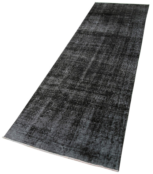 Overdyed Vintage Siyah Eskitme Pamuk Yün El Dokuma Halısı 81x310 Agacan