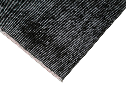 Overdyed Vintage Siyah Eskitme Pamuk Yün El Dokuma Halısı 81x310 Agacan