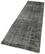 Overdyed Vintage Siyah Eskitme Pamuk Yün El Dokuma Halısı 81x293 Agacan