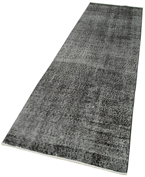 Overdyed Vintage Siyah Eskitme Pamuk Yün El Dokuma Halısı 81x293 Agacan