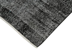 Overdyed Vintage Siyah Eskitme Pamuk Yün El Dokuma Halısı 81x293 Agacan