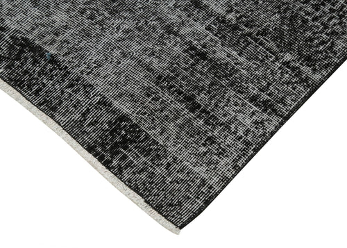 Overdyed Vintage Siyah Eskitme Pamuk Yün El Dokuma Halısı 81x293 Agacan