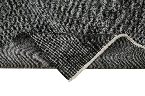 Overdyed Vintage Siyah Eskitme Pamuk Yün El Dokuma Halısı 81x293 Agacan